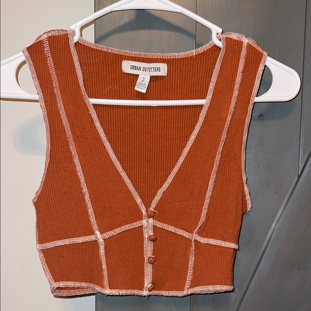 Urban Outfitters Orange Ribbed Crop Tank Top